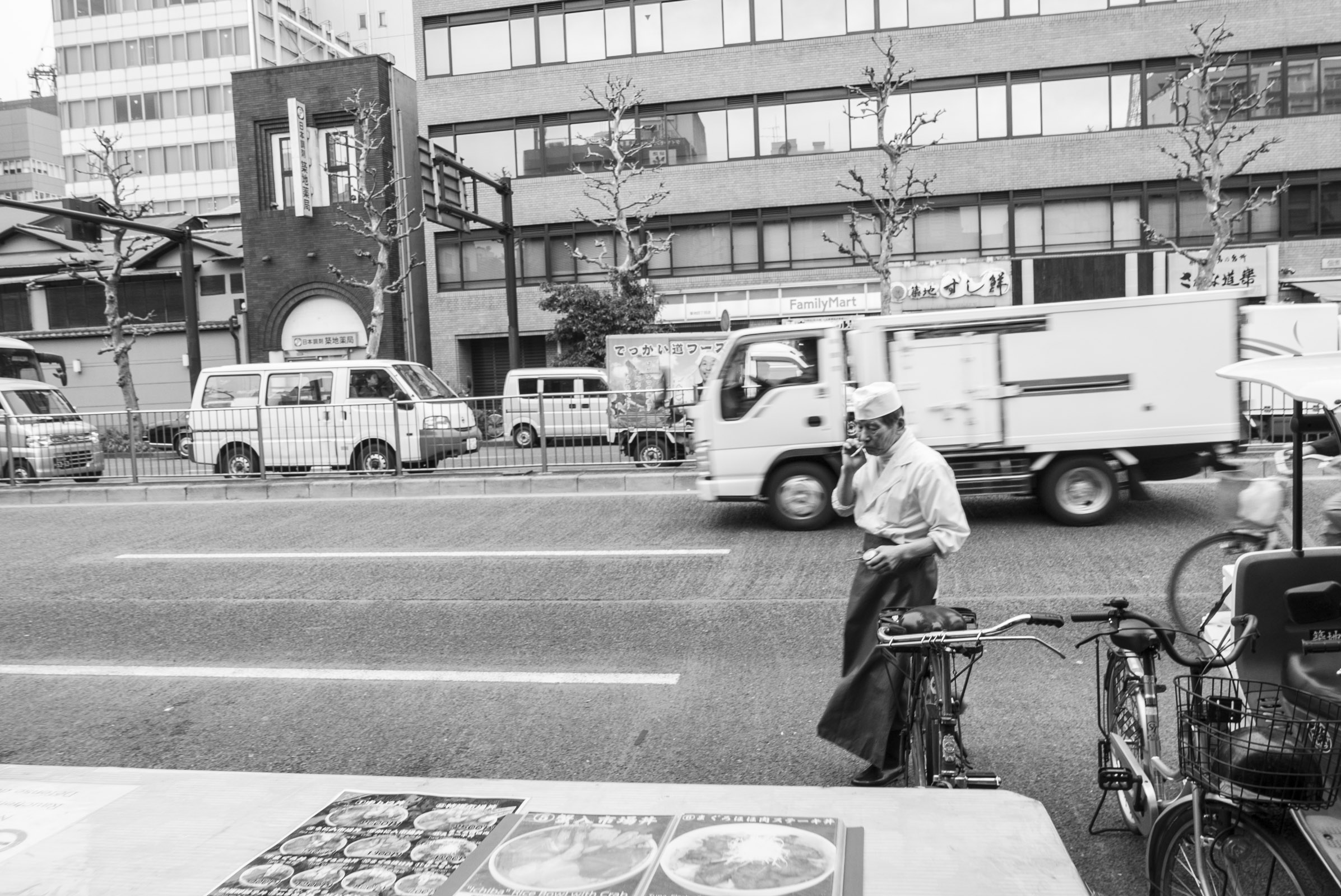Tokyo Fish Market Man Smoking Street Photo Japan